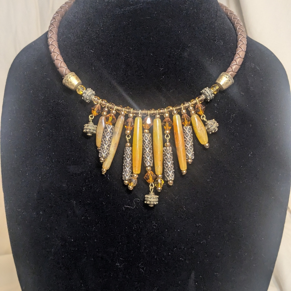 Chico's Tribal Gold Bib Statement Necklace